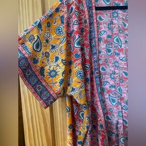 Lulla Collection Colorful Paisley Kimono Duster One Size Boho Beach Cover Up